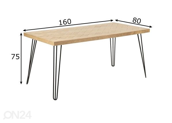 Söögilaud Maidstone 160x80 cm mõõdud