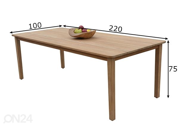 Söögilaud Maldive 100x220 cm mõõdud
