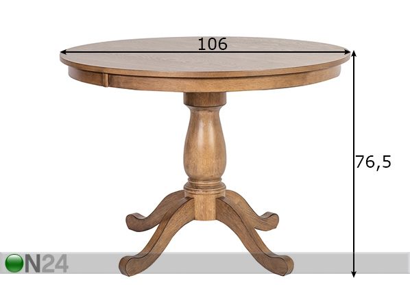 Söögilaud Manor Ø 106 cm mõõdud