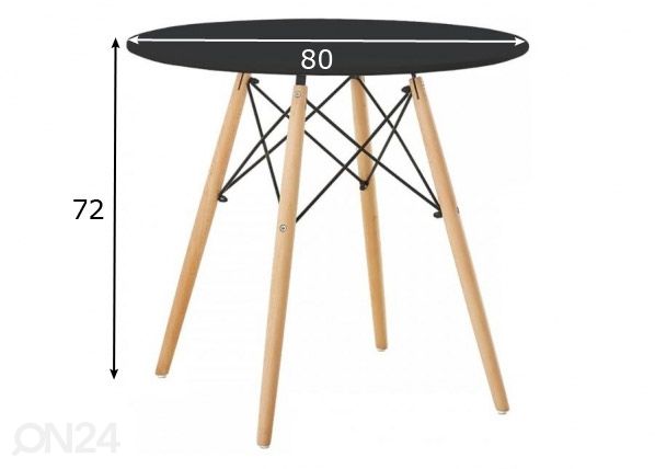 Söögilaud Mattias Ø 80 cm mõõdud