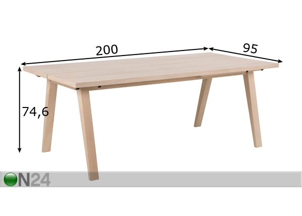 Söögilaud Neva 95x200 cm mõõdud