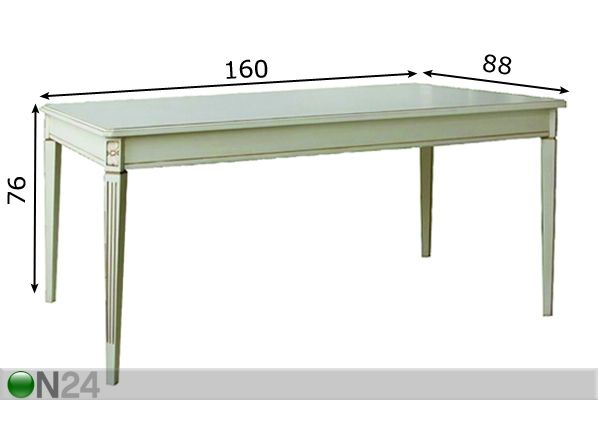 Söögilaud Nizza 88x160 cm mõõdud