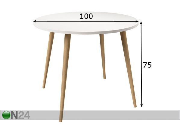 Söögilaud Norsk Ø 100 cm mõõdud