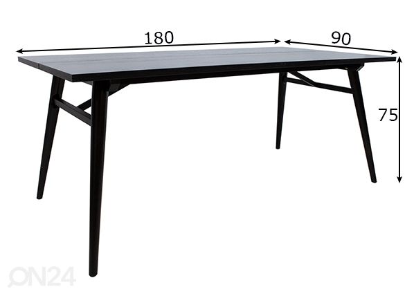 Söögilaud Odense 90x180 cm mõõdud