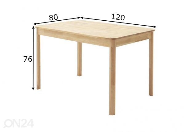 Söögilaud Oskar 120x80 cm mõõdud