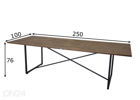 Söögilaud Padang 250x100 cm mõõdud