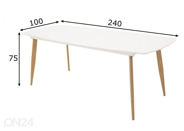 Söögilaud Polar 100x240 cm mõõdud