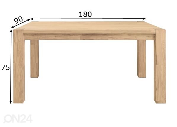 Söögilaud Provence 01 180x90 cm, valge õli mõõdud