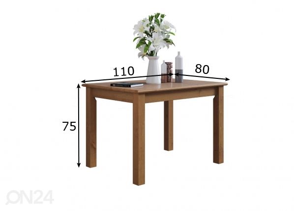 Söögilaud Rauna 110x80 cm mõõdud