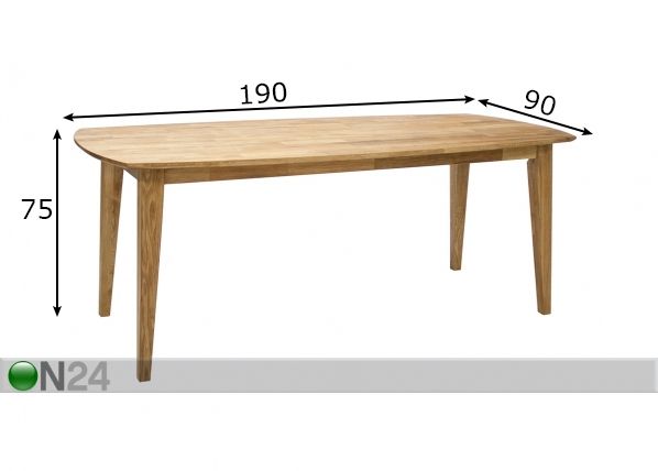 Söögilaud Retro 190x90 cm mõõdud
