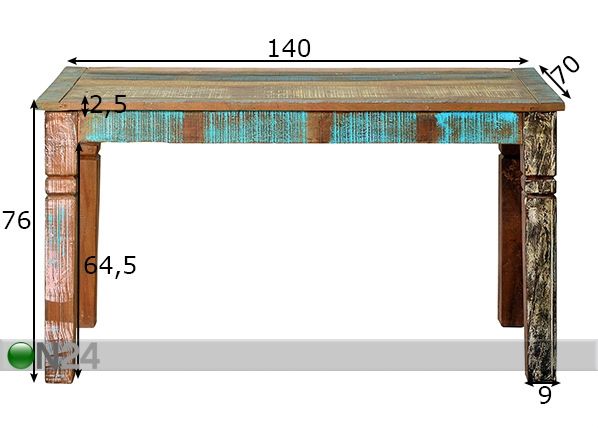 Söögilaud Riverboat 140x70 cm mõõdud