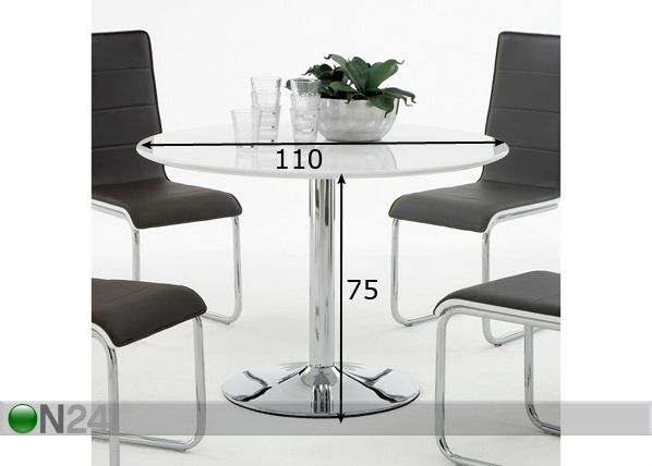 Söögilaud Rondo Ø 110 cm mõõdud