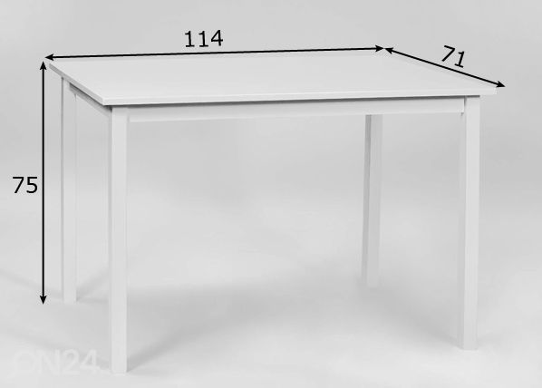 Söögilaud Rosella 114x71 cm mõõdud
