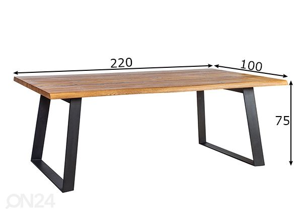 Söögilaud Rotterdam 100x220 cm mõõdud