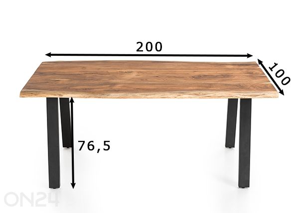 Söögilaud Saira 100x200 cm mõõdud
