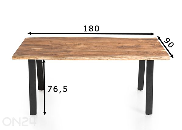 Söögilaud Saira 90x180 cm mõõdud