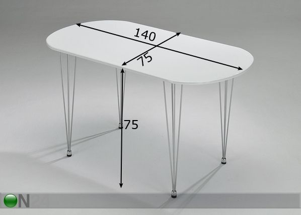 Söögilaud Sandy 75x140 cm mõõdud