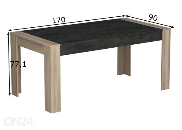 Söögilaud Sheffield 170x90 cm mõõdud