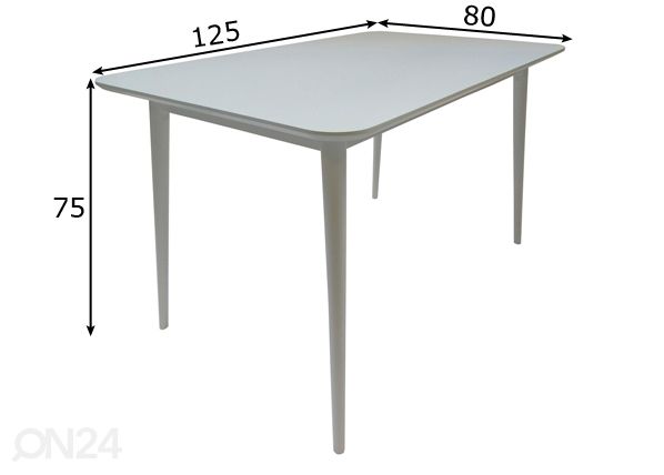 Söögilaud Sophia 125x80 cm mõõdud