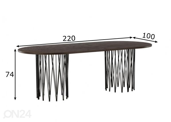Söögilaud Stone 220x100 cm mõõdud