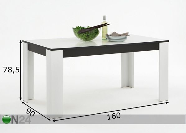 Söögilaud Tapea 6 90x160 cm mõõdud
