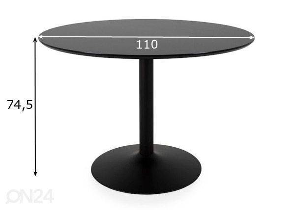 Söögilaud Tenzo Taco Ø 110 cm, must mõõdud