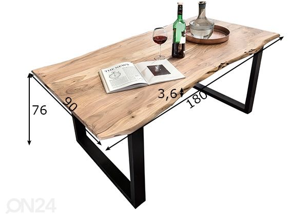 Söögilaud Tiche 180x90 cm mõõdud