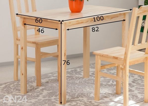 Söögilaud Tim 100x60 cm mõõdud