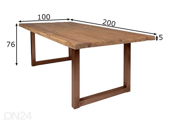 Söögilaud Tische 200x100 cm mõõdud