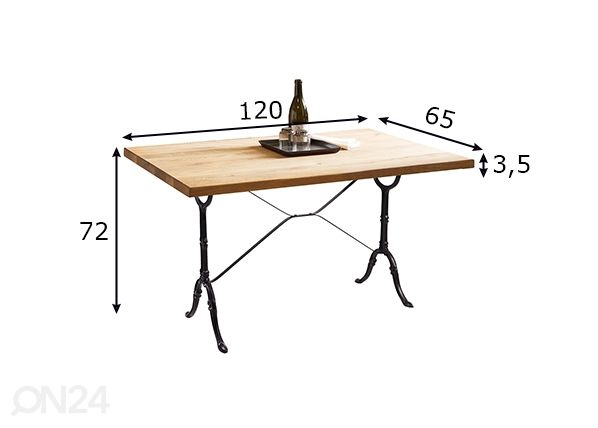 Söögilaud Tische 65x120 cm mõõdud
