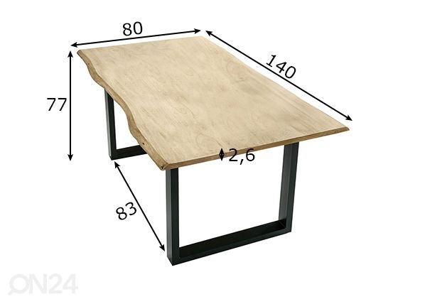 Söögilaud Tische 80x140 cm mõõdud