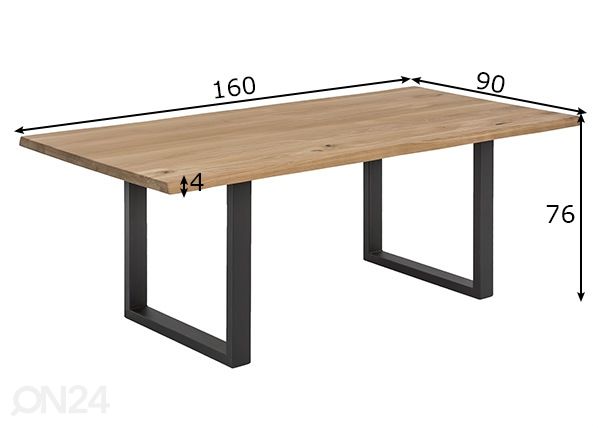 Söögilaud Tische 90x160 cm mõõdud