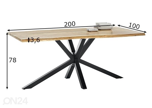 Söögilaud Tisches 100x200 cm mõõdud