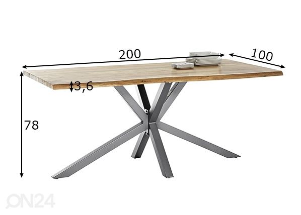 Söögilaud Tisches 100x200 cm mõõdud