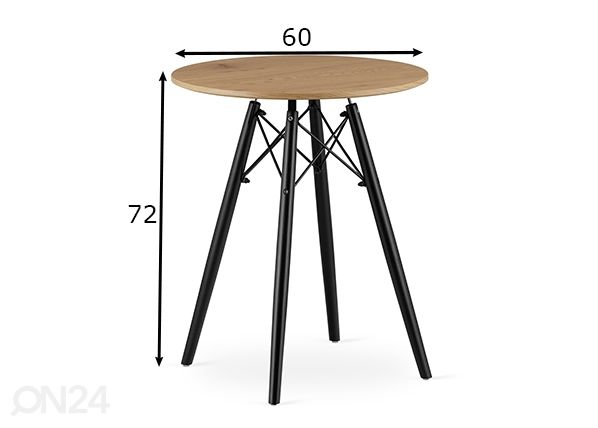 Söögilaud Todi Ø60 cm, meevärvi tamm mõõdud