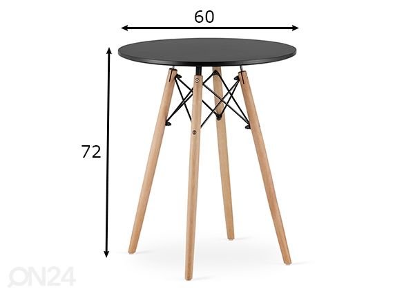 Söögilaud Todi Ø60 cm, must mõõdud