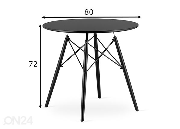Söögilaud Todi Ø80 cm, must/must mõõdud