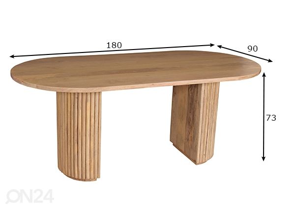 Söögilaud Tom Tailor 90x180 cm, mango mõõdud