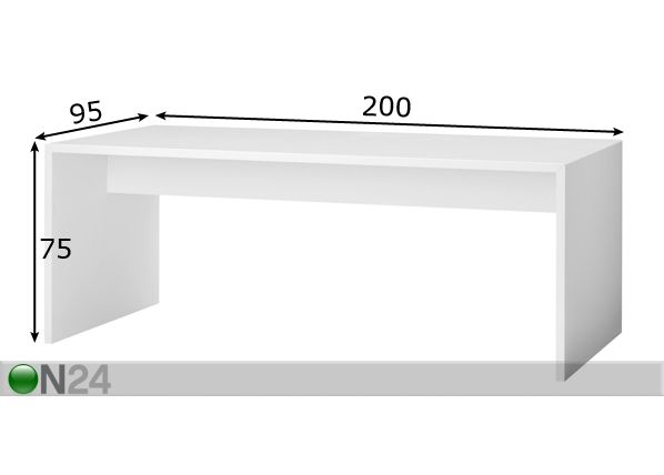 Söögilaud / töölaud Quadra 95x200 cm mõõdud