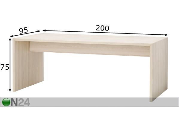 Söögilaud / töölaud Quadra 95x200 cm mõõdud