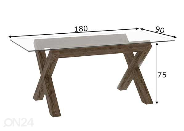 Söögilaud Turin 90x180 cm mõõdud
