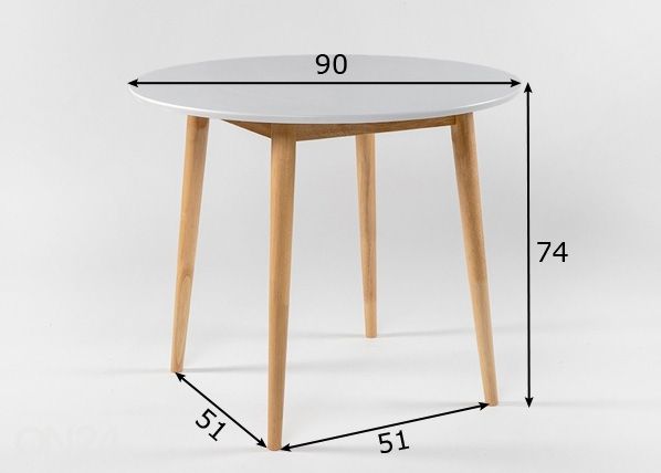Söögilaud Veneto Ø 90 cm mõõdud