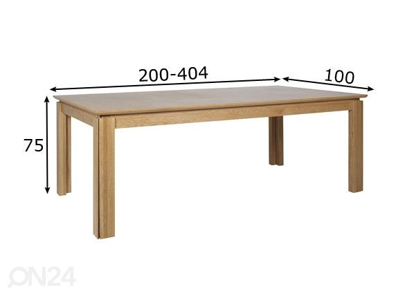 Söögilaud Ventura 200-404x100 cm mõõdud