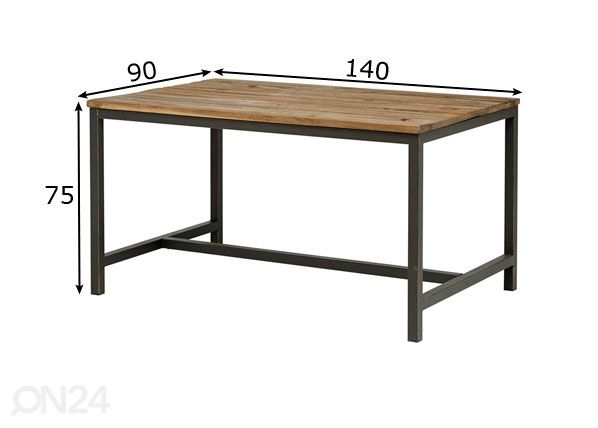 Söögilaud Vintage 140x90 cm mõõdud