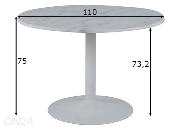 Söögilaud Vista Ø110 cm mõõdud