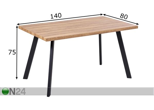 Söögilaud West 140x80 cm mõõdud