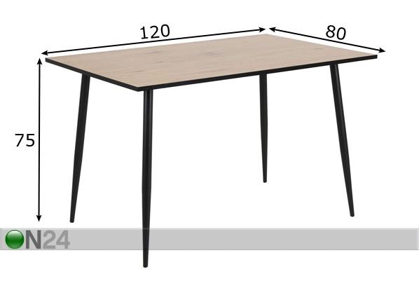 Söögilaud Wichita 120x80 cm mõõdud