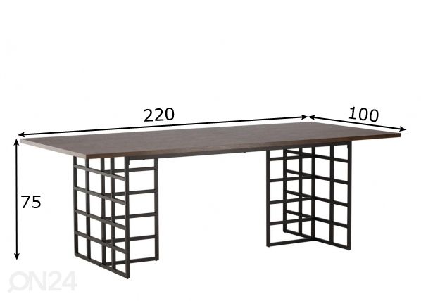 Söögilaud Ystad 220x100 cm mõõdud