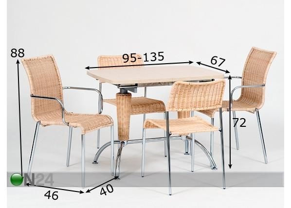 Söögitoakomplekt mõõdud