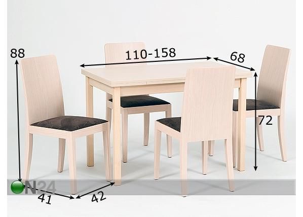 Söögitoakomplekt mõõdud